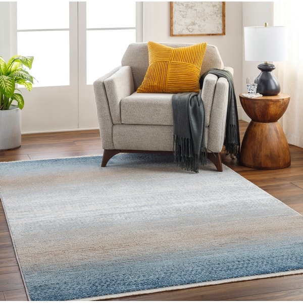 slide 2 of 6, Livabliss Masha Modern Ombre Area Rug 2' x 2' 11" - Blue/Tan