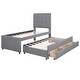 preview thumbnail 11 of 9, Upholstered Twin Platform Bed with Trundle and Storage