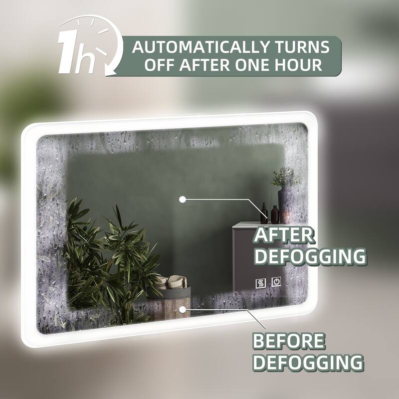 Yulika LED Bathroom Mirror 3 Colors LED Vanity Mirror with Anti-Fog and Stepless Dimmable