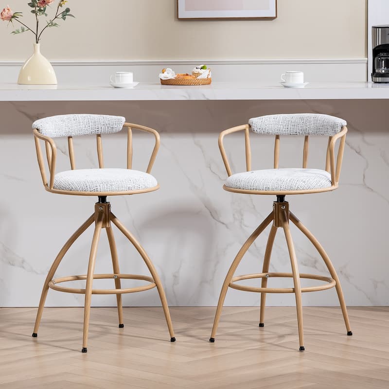 Upholstered Counter Height Swivel Bar Stools Side Chairs Set of 2