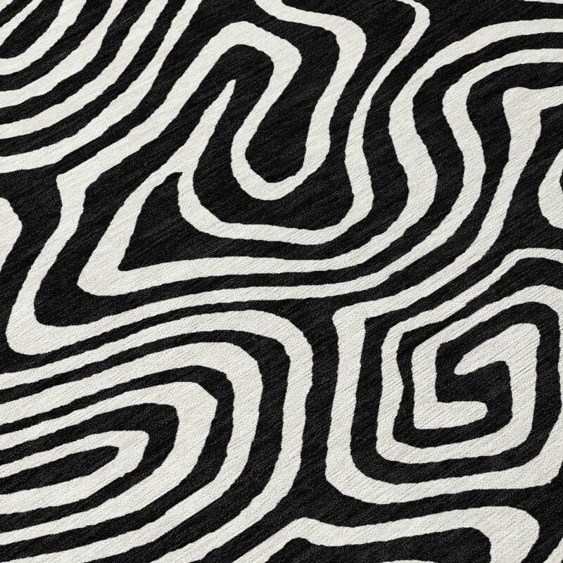 Machine Washable Indoor/ Outdoor Abstract Modern Chantille Rug