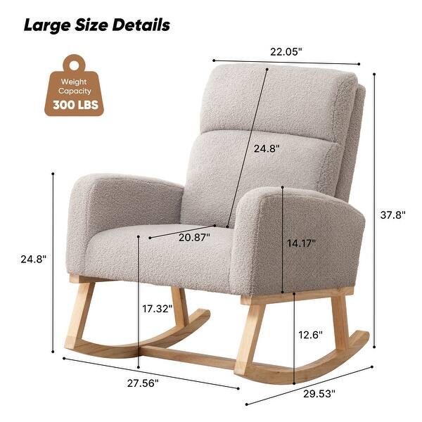 dimension image slide 13 of 18, HOMYKA 28" Wide Rocking Chair for Nursery with Solid Wood Leg