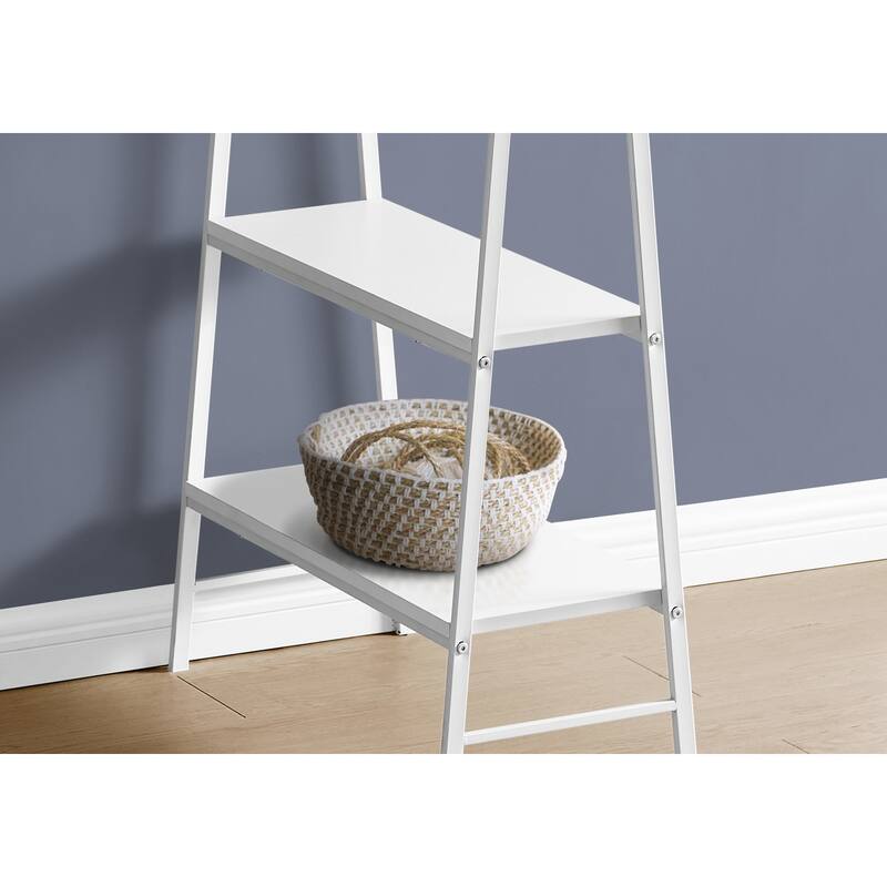 Computer Desk, Home Office, Laptop, Storage Shelves, 48"l, Work, White Laminate, White Metal, Contemporary - White