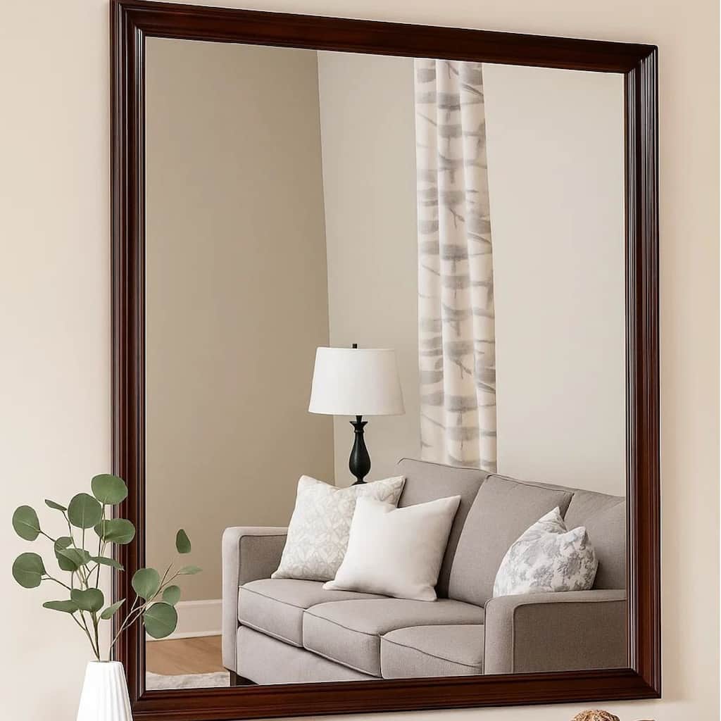 Umi 39 x 39 Dresser Mirror, Molded Design Solid Wood Cherry Square Frame