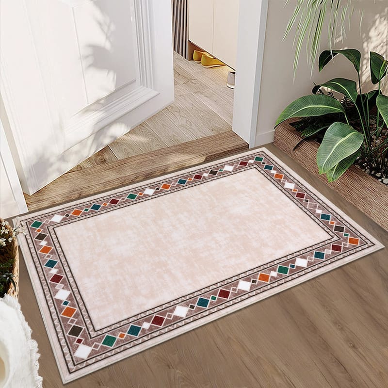 Garvee Machine Washable Rug Modern Bordered Area Rugs