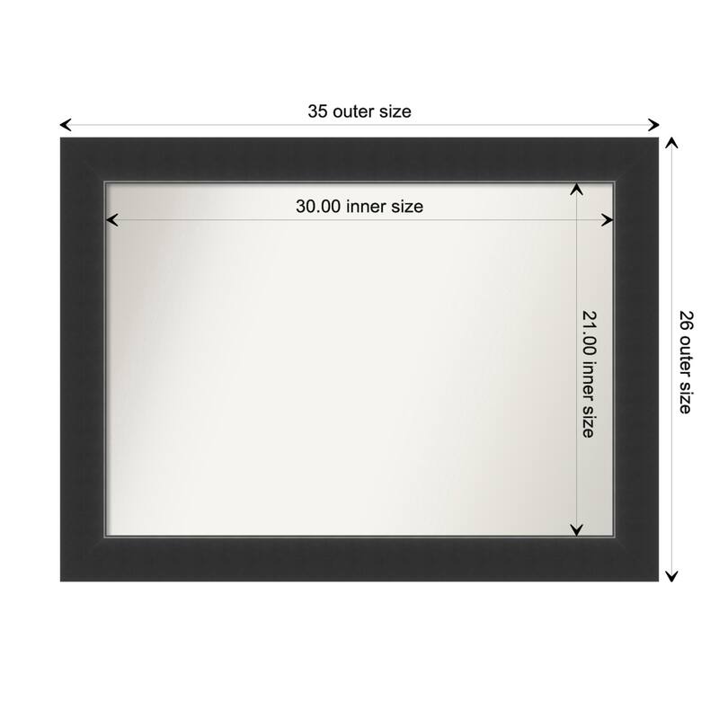 Corvino Black Framed Non-Beveled Custom Wall Mirror, Bathroom Vanity Mirror - Outer Size: 35 x 26