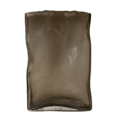 Abstract Rectangular Glass Vase - 12.25" - Brown