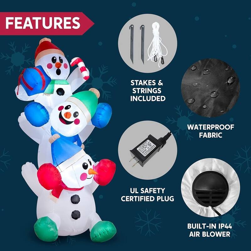Joyfy 6-ft Christmas Stacked Snowman Inflatable - Multicolor