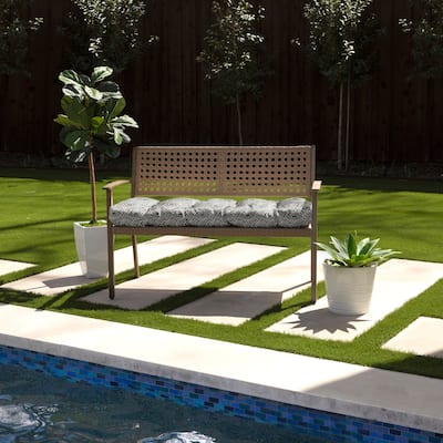 Sorra Home Geometric Grey Indoor/Outdoor Tufted Bench Cushion