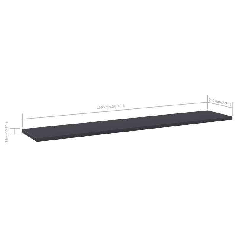 vidaXL Bookshelf Boards 4 pcs Gray 39.4"x7.9"x0.6" Chipboard