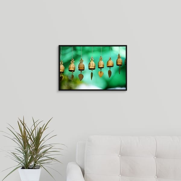 Temple Bell With Blurred Background Phuket Black Float Frame Canvas Art Overstock 25502826 1 x japanese iron bell. overstock com