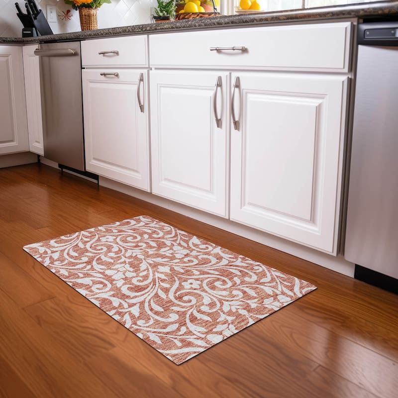 Premium Washable Super Soft Floral Chic Mayfield Rug - Salmon - 1'8" x 2'6"