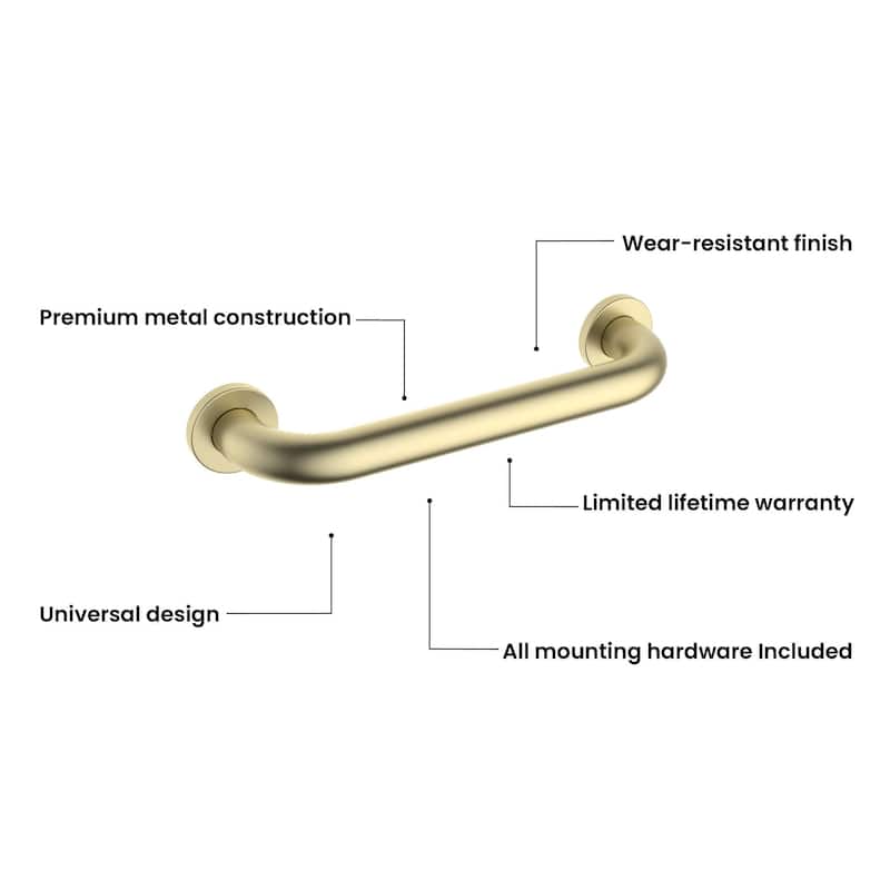 Bathroom Safety 12-Inch Length Stainless Steel Shower Grab Bar