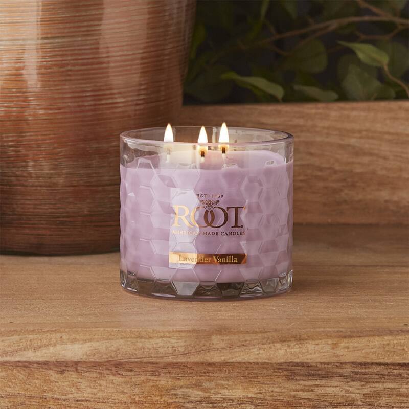 Root Lavender Vanilla Scented 3-Wick Signature Honeycomb Jar - 12 oz