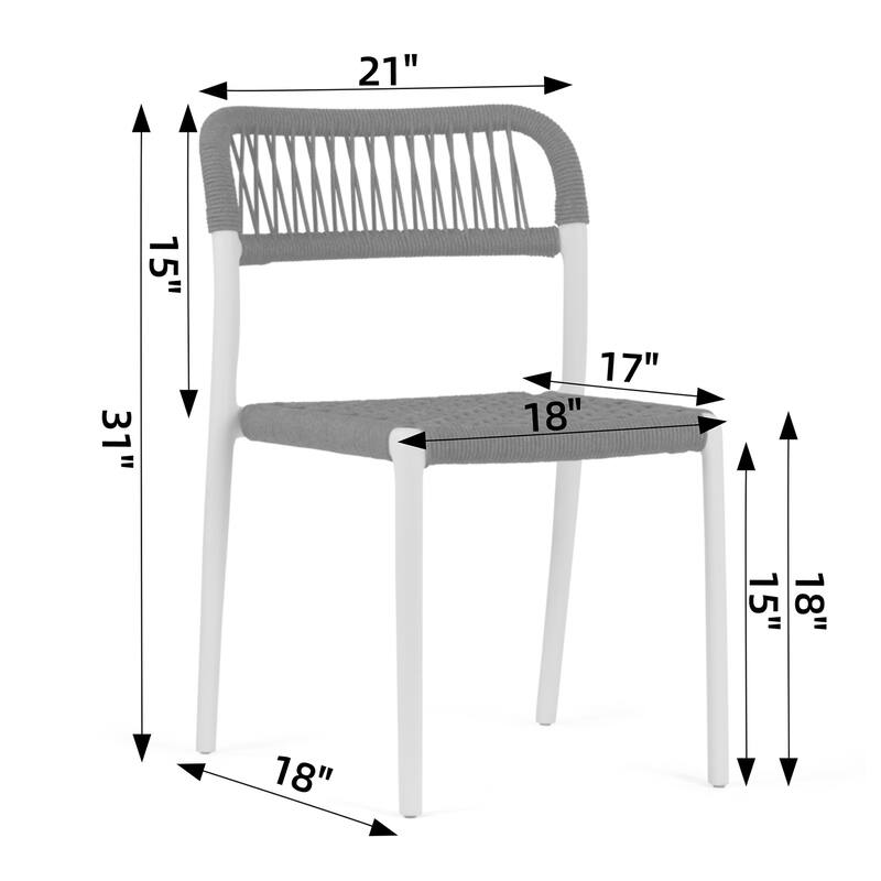 Set of 12 Belen Blue Woven Rope Fabric Dining Chair with Plastic Frame