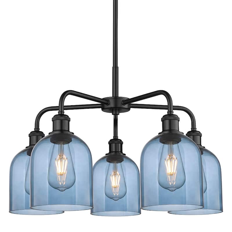 Innovations Lighting 516-5CR 15 24 Bella Chandelier Bella 5 Light 24" - Matte Black / Princess Blue
