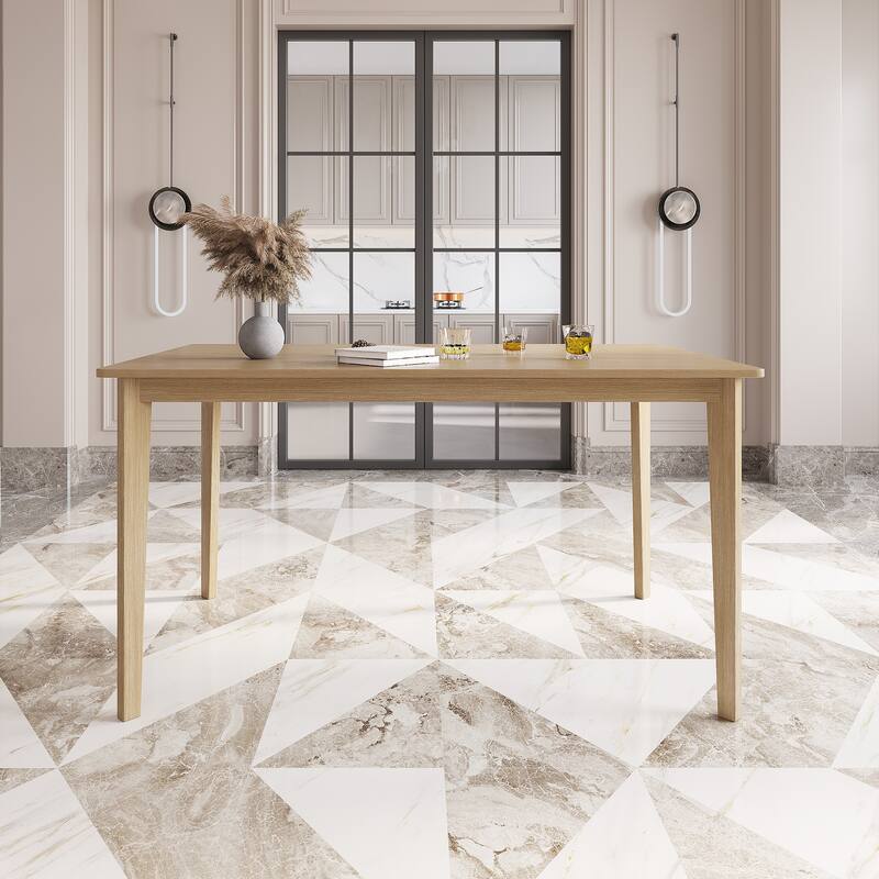 5 pieces dining room table and chair set, including 1 rectangle table + 4 back chairs Practical household dining table set