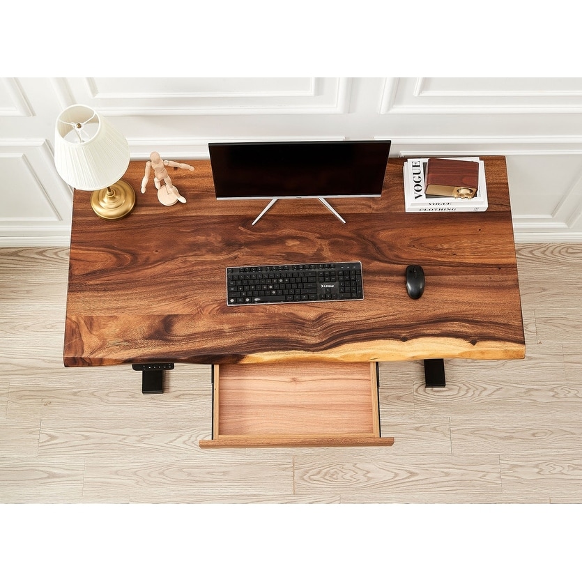 Standing Desk - White Frame, South American Walnut, Desk, Live Edge Desk, Adjustable Desk, Sit Stand Desk, Standing Desk