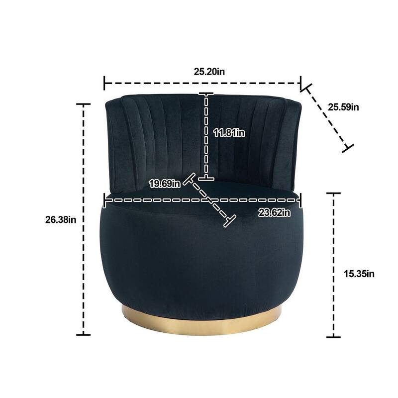 Modern Velvet 360 Degree Swivel Round Armrest Upholstered Accent Chair
