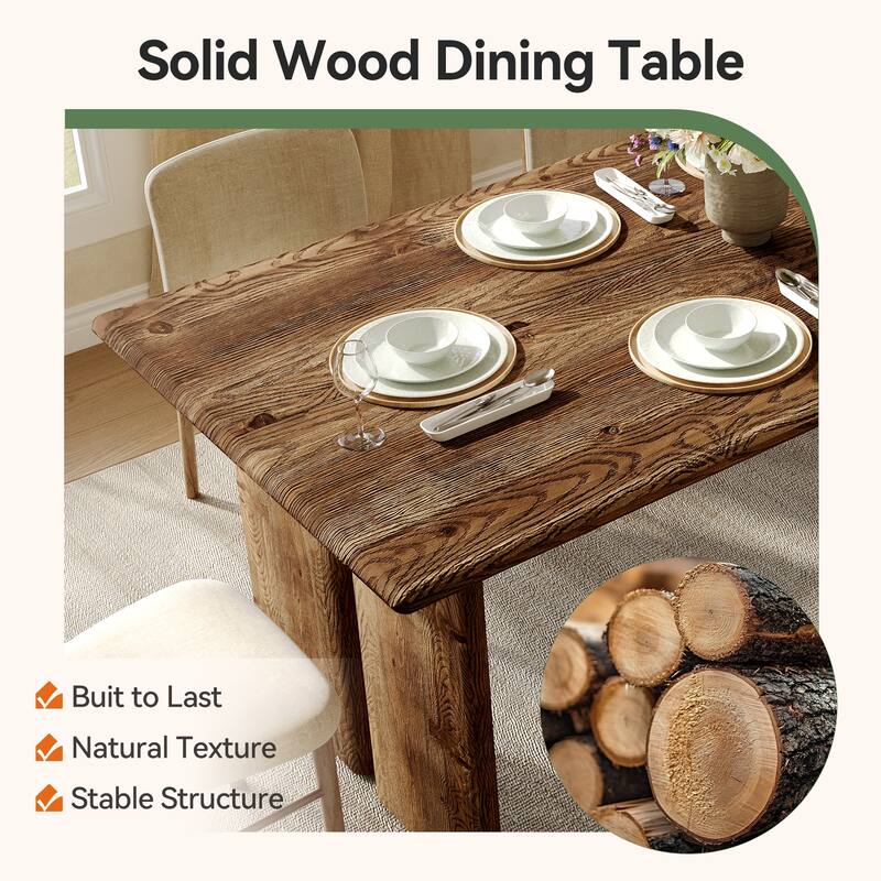 Solid Wood Dining Table for 4-6 People, 63-Inch Kitchen Table