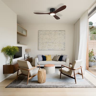 52" Ceiling Fan with Light and Remote Control, Reversible DC Motor
