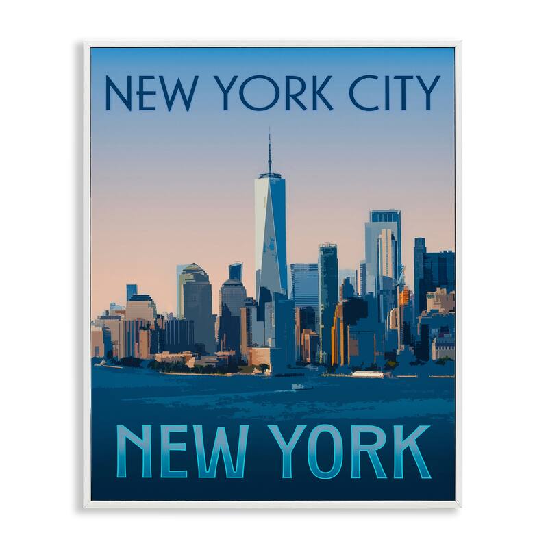 Stupell New York Landmark Skyline Framed Giclee Art Design By Victoria Barnes - 16 x 20 - White