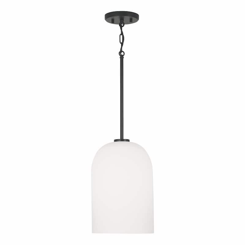 Lawson 1-light Pendant w/ Soft White Glass - Matte Black
