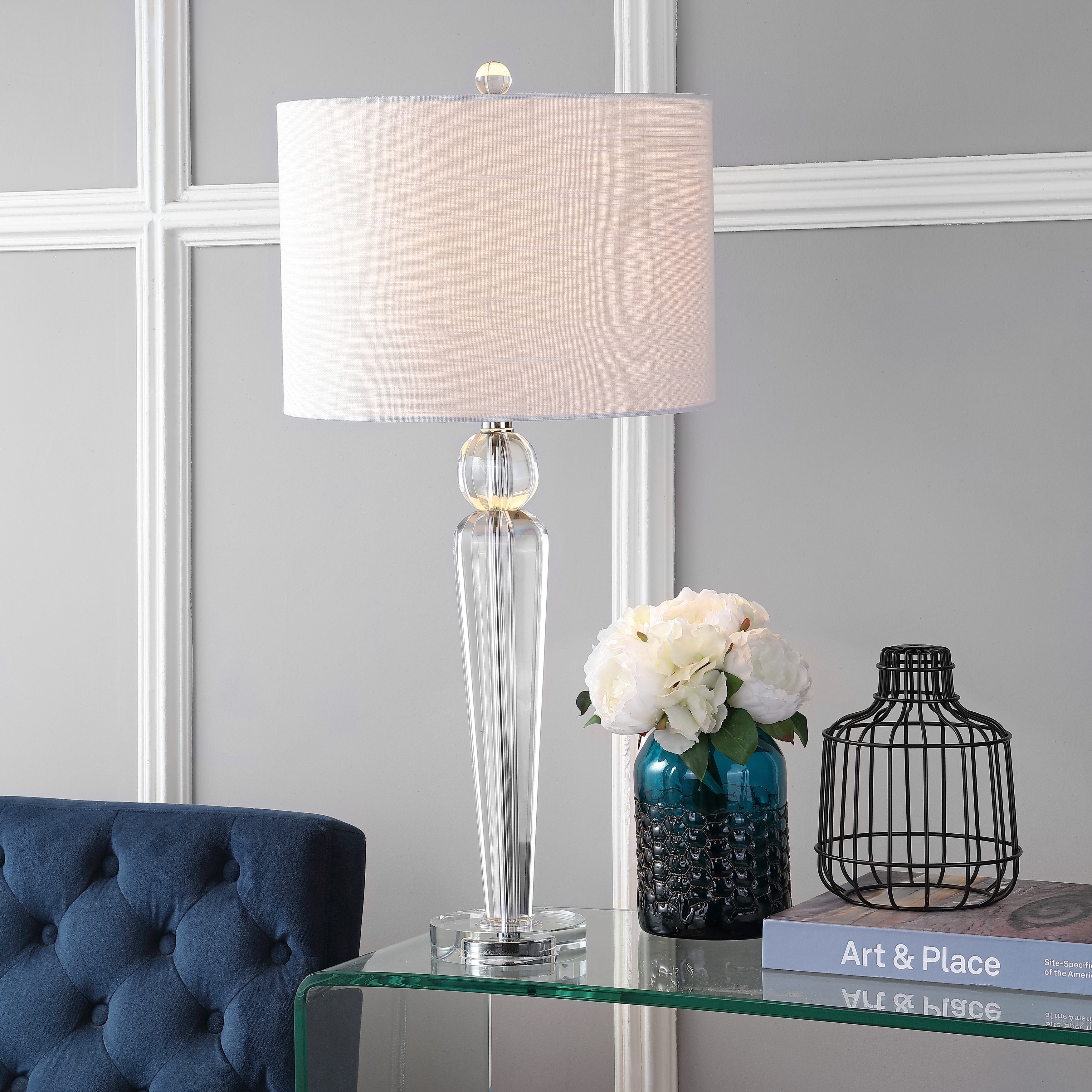 JONATHAN Y Jules 28.5" Crystal LED Table Lamp, Clear