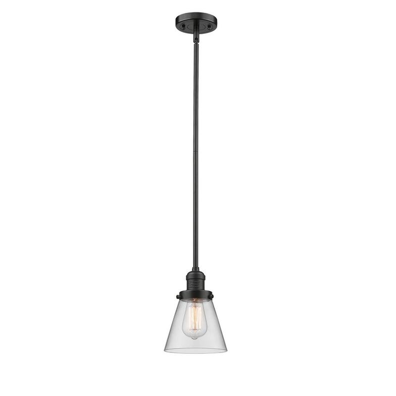 Innovations Lighting Small Cone Single Light 6" Wide Mini Pendant with - Oiled Rubbed Bronze / Clear