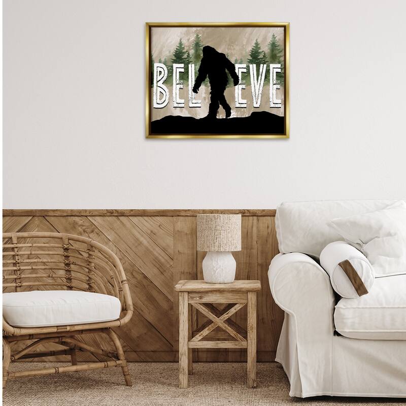 Stupell Believe Rustic Mythical Creature Framed Floater Canvas Wall Art Design By Nicole DeCamp