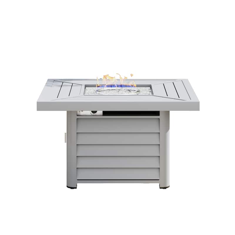 Corvus Abruzzo 42 Inch Square Aluminum Propane Fire Pit Table - Grey