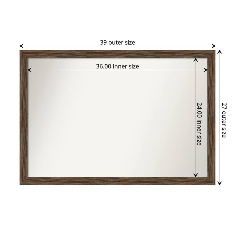 Non-Beveled Wood Wall Mirror - Regis Barnwood Mocha Narrow Frame