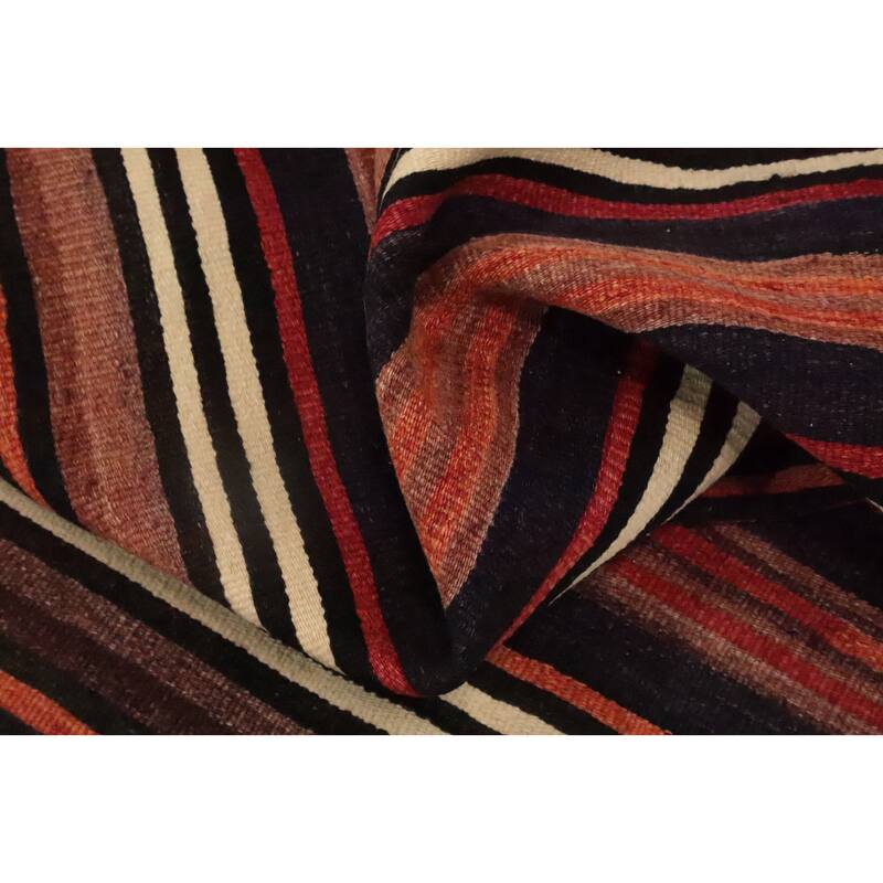 Hand Woven Oriental 100% Wool Carpet Southwestern Geometric Multi-Colored Kilim Area Rug - 10' 5'' X 5' 2''