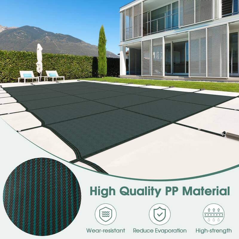 Gymax Winter Swimming Leaf Pool Cover Safety Pool Cover for 32 x 16 FT