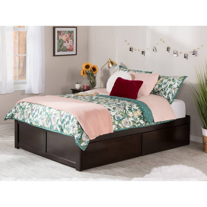 Concord King Platform Bed with 2 Bed Drawers in Espresso