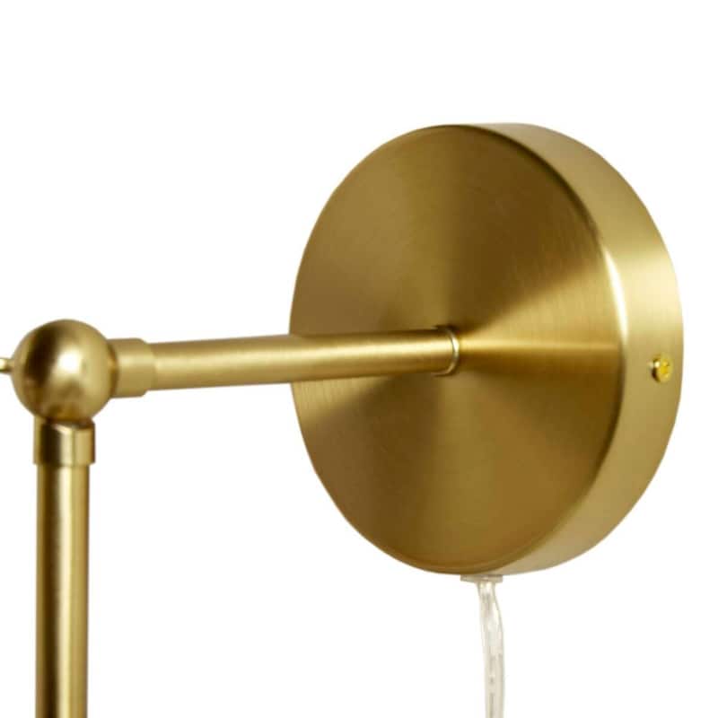 White Ceramic Wall Sconce with Adjustable Swing Arm Gold/White