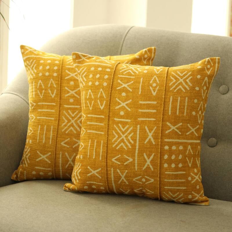 Novica Handmade Goldenrod Fields Cotton Cushion Covers (Pair)