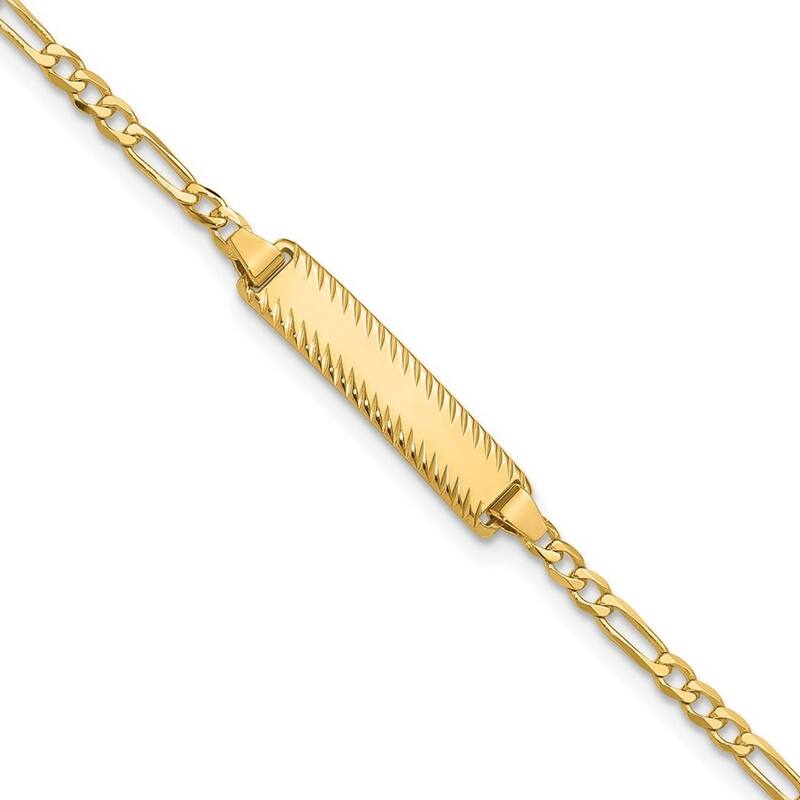 Curata 14k Yellow Gold 5mm Figaro Link ID Bracelet Options: 7" 8"