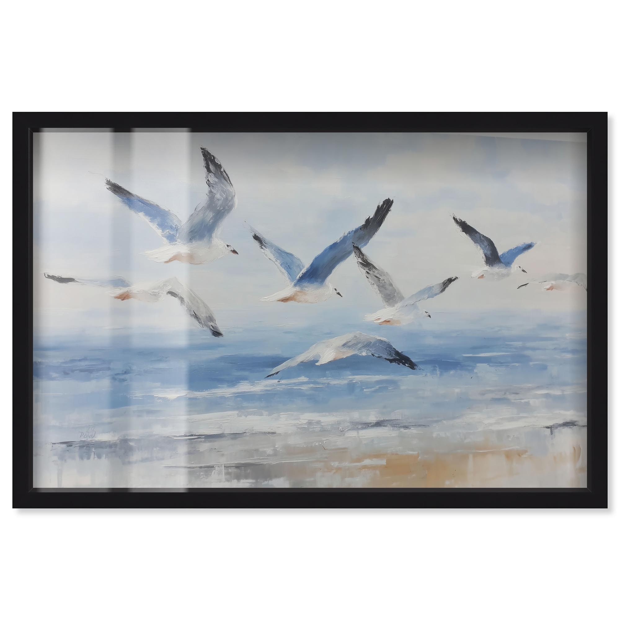 Seagulls in Flight I Coastal Wall Decor Shadowbox Print by Art Remedy