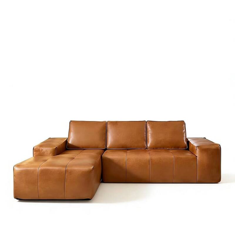 114.17" L-Shaped Faux Leather Sectional Sofa, No Assembly Required