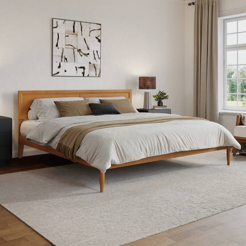 Ellarie Platform Bed with Adjustable Headboard - King - Light Toffee