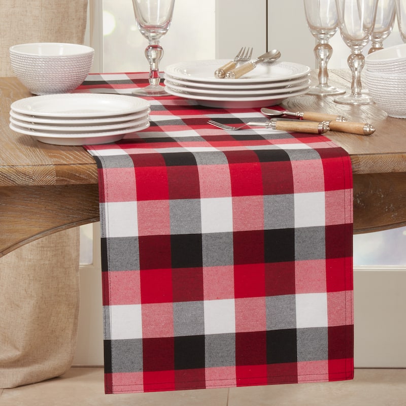 Table Runner With Plaid Pattern - 16"x90"
