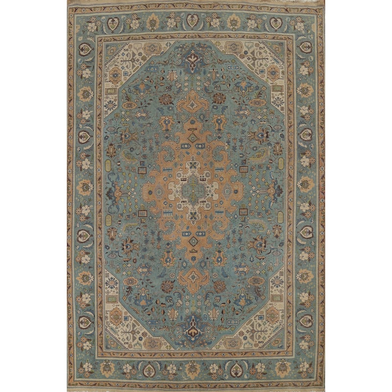 Geometric Tabriz Persian Vintage Area Rug Handmade Bedroom Wool Carpet - 8'0"x 11'0"