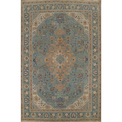 Geometric Tabriz Persian Vintage Area Rug Handmade Bedroom Wool Carpet - 8'0"x 11'0"