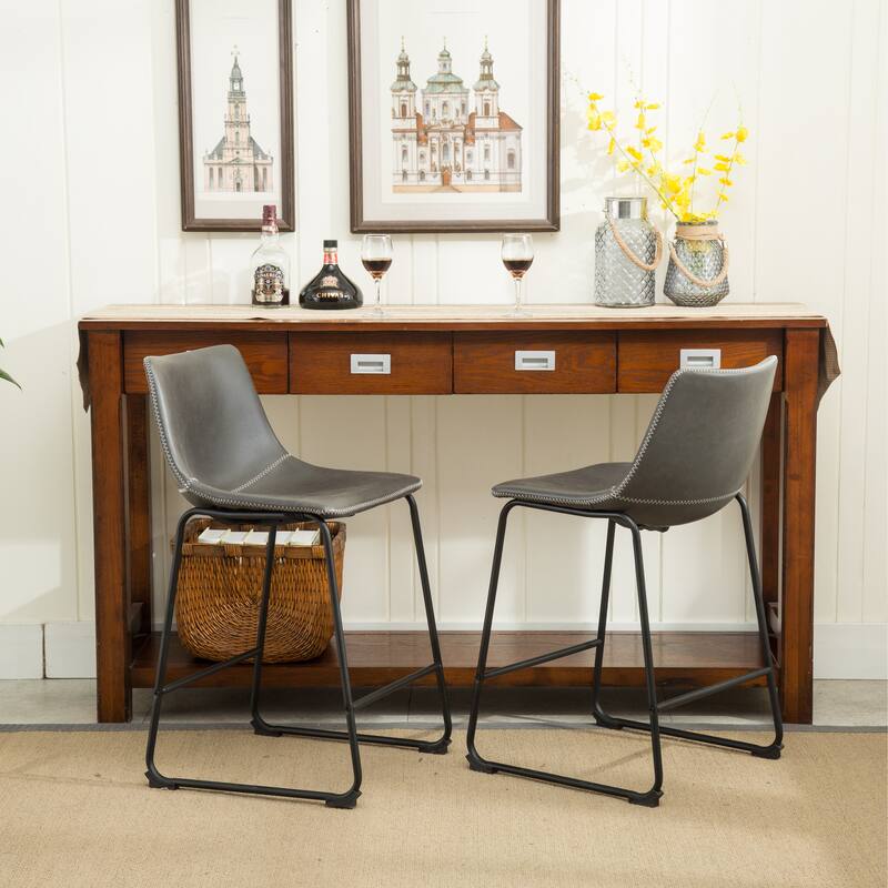 Vintage Counter Height Stools,Set of 2 - Gray