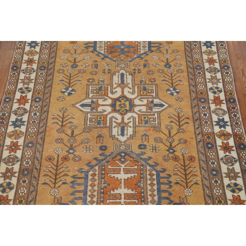 Hand Knotted Oriental 100% Wool Carpet Traditional Floral Brown Gharajeh Area Rug - 5' 6'' X 3' 9''