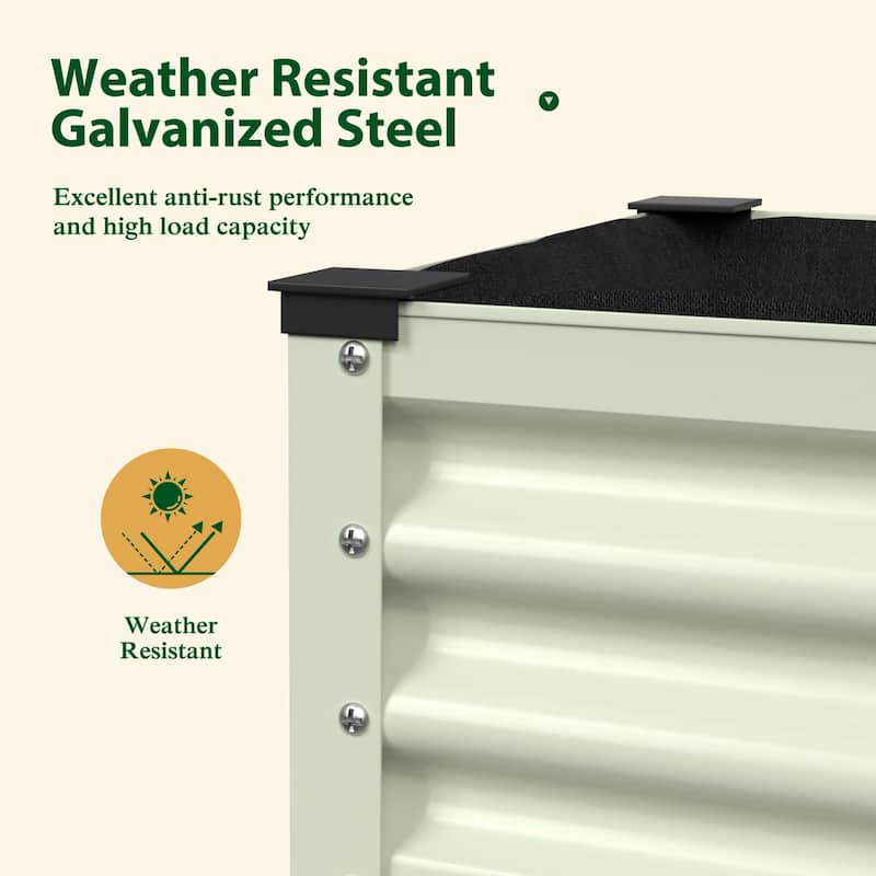 VEIKOUS 7.8 Cu.ft Galvanized Steel Raised Garden Bed, Large Outdoor Planter Box with Drainage Holes, Wheels