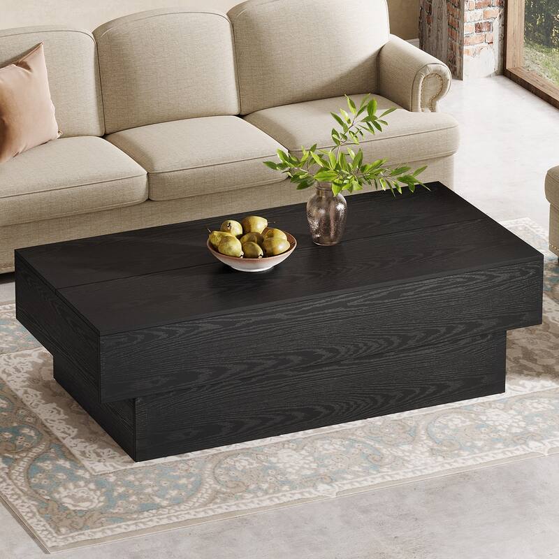 Farmhouse Wood Coffee Table, 55-Inch Rectangle Large Tea Table