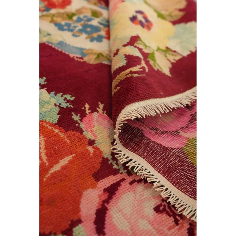 Hand Knotted Oriental 100% Wool Carpet Traditional Floral Red Karabagh Area Rug - 3' 3'' X 2' 6''