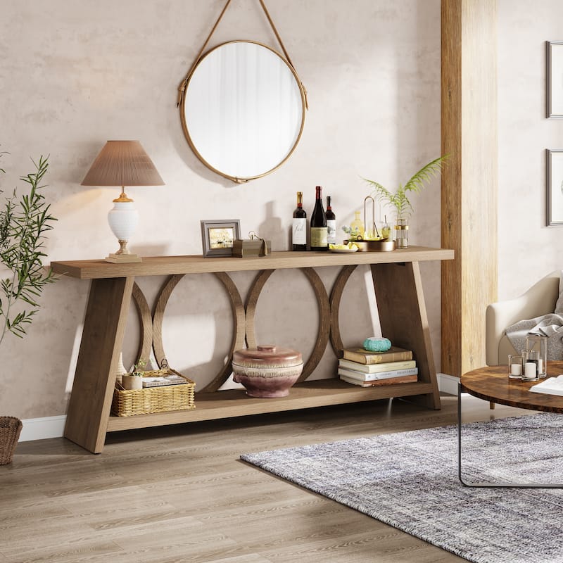70.8 Inches Rustic Console Table with Storage Shelf for Entryway - 11.61" W x 70.8" L x 31.49"H